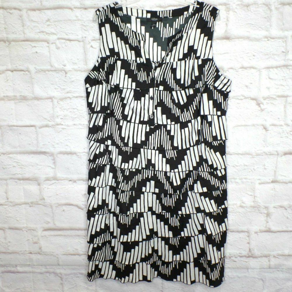 Alfani Black & White Ruffled Tiered Dress